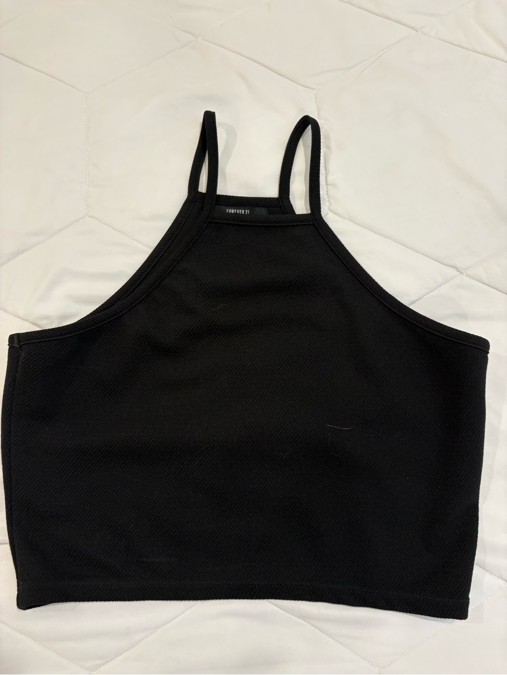 Forever 21 Black Ribbed Cropped Cami